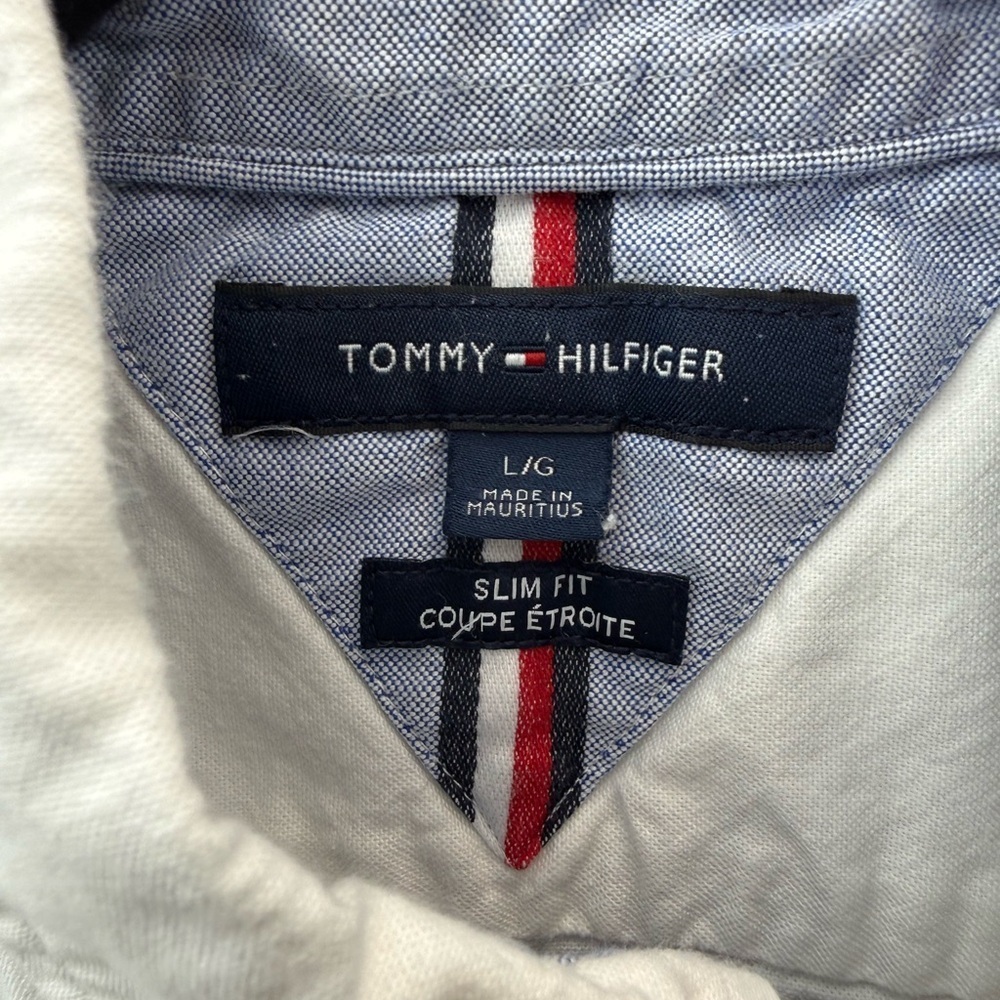 VTG Tommy Hilfger white size large slim 100% cotton shirt USA Easter Spring - Picture 2 of 7